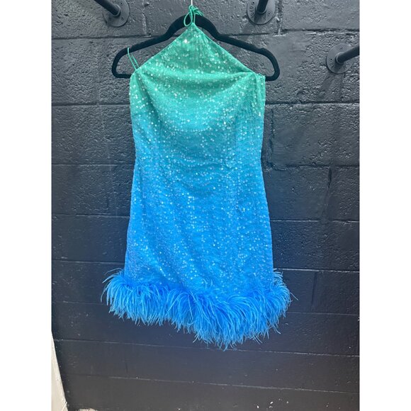 Sau Lee Jewel Dress in Green Blue Ombre - Picture 6 of 11